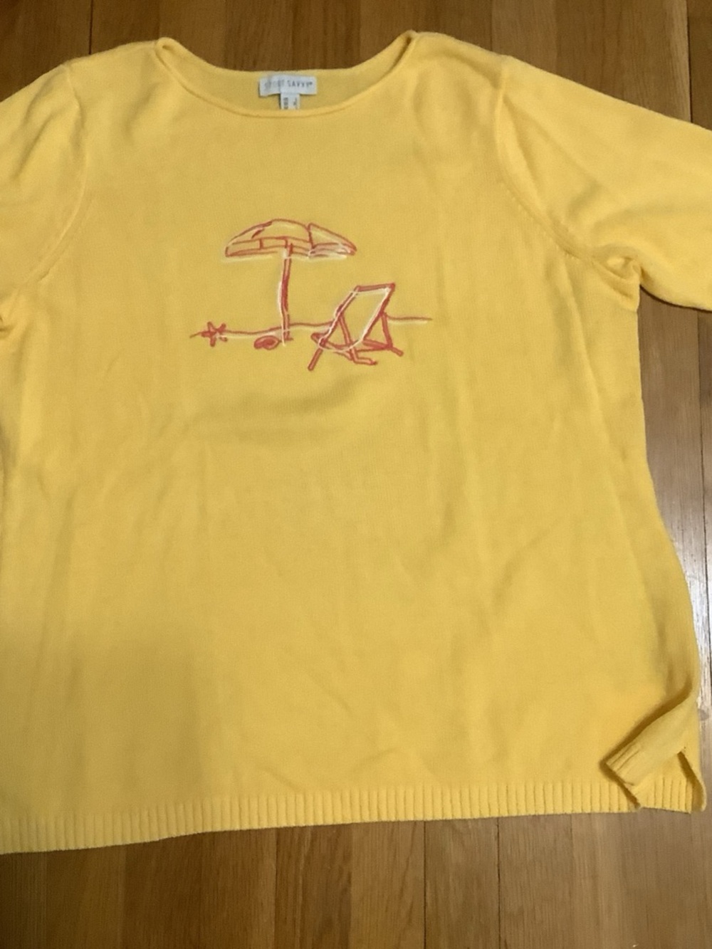 Sport Savvy Yellow Beach Motif Sweater Top